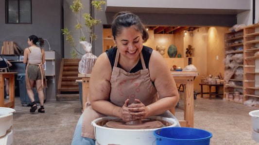 Tao Of Clay member throwing bowls inspired by Mexican talavera at the San Diego ceramics studio