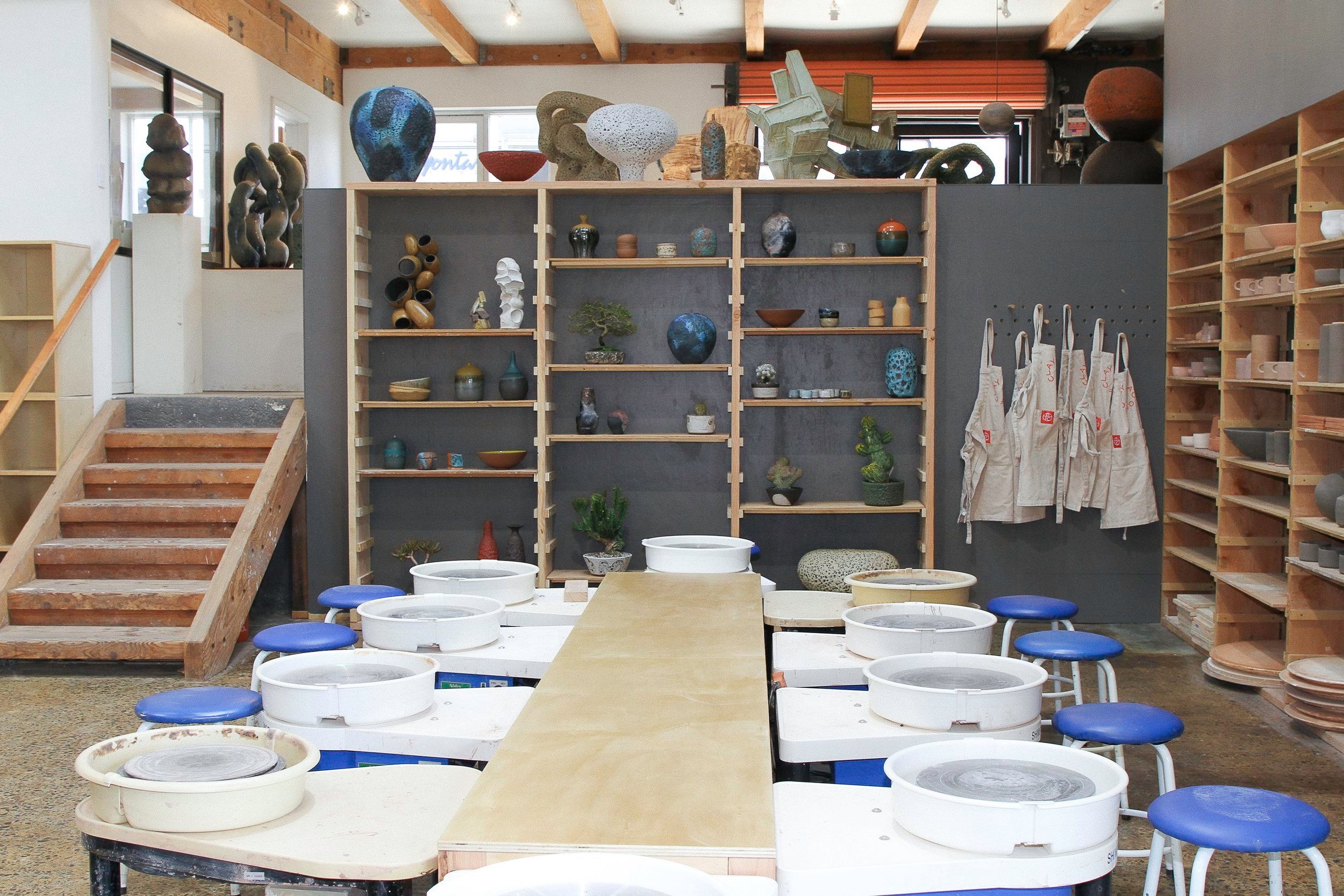 Tao of Clay's pottery wheels for class.